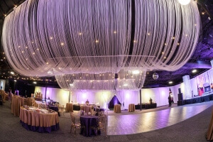 Custom Designed String Panel Swagged Ceiling Event From Turn of Events Las Vegas Rental Drapery