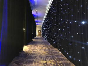 Las Vegas Casino Event with an LED Star Drop / Star Curtain Hallway Effect From Turn of Events Las Vegas Rental Drapery
