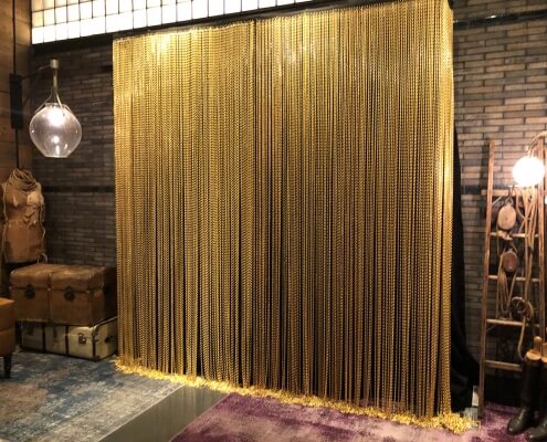 Gold Décor Chain Rental Panel From Turn of Events Las Vegas Rental Drapery