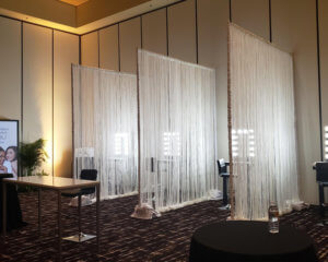 String Drapery Panel Booth Dividers from Turn of Events Las Vegas