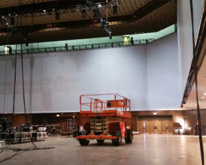 Installation of a Projection Screen from Turn of Events Las Vegas