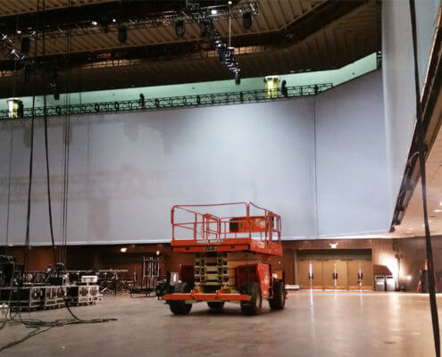 Installation of a Projection Screen from Turn of Events Las Vegas