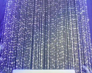 Silver Tear Drop Beading Panels as a Rental from Turn of Events Las Vegas
