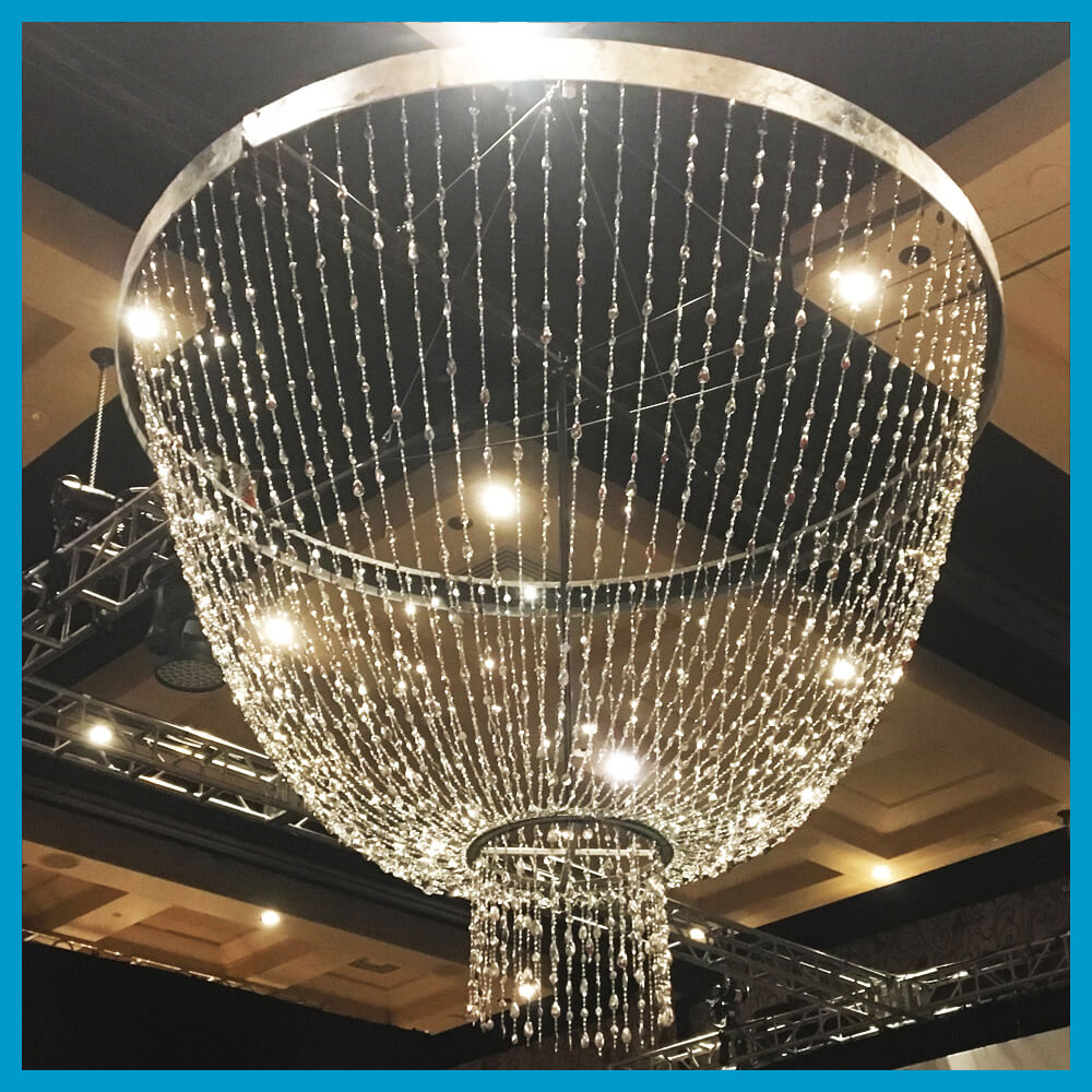 Turn of Events Las Vegas Event Decor Rentals Chandeliers Beaded Panels Chain Led Star Drops