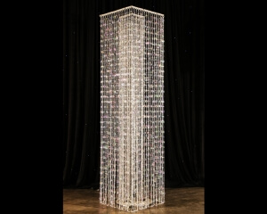 Beaded Column Décor From Turn of Events Las Vegas. Rental Drapery, Pipe and drape in Las Vegas. Duvetyne Drapery and More for all your drapery rental needs.