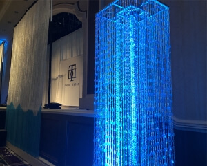Beaded Column Décor From Turn of Events Las Vegas. Rental Drapery, Pipe and drape in Las Vegas. Duvetyne Drapery and More for all your drapery rental needs.
