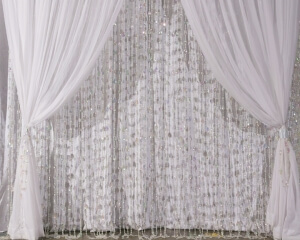 Tear Drop Bead Panels and Decor From Turn of Events Productions. Pipe and Drape Rental Drapery Decor Rental in Las Vegas From Turn of Events Productions.