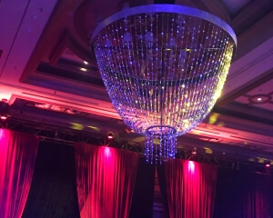 Turn of Events Productions Las Vegas Chandelier Decor Rental. Turn of Events Las Vegas Pipe and Drape Rental Decor Rentals Drapery Rental Masking in Las Vegas.