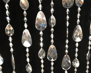 Tear Drop Bead Panels and Decor From Turn of Events Productions. Pipe and Drape Rental Drapery Decor Rental in Las Vegas From Turn of Events Productions.